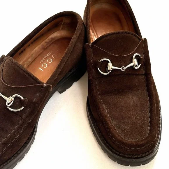 Gucci Brown Suede Horsebit Loafers - Picture 2 of 12
